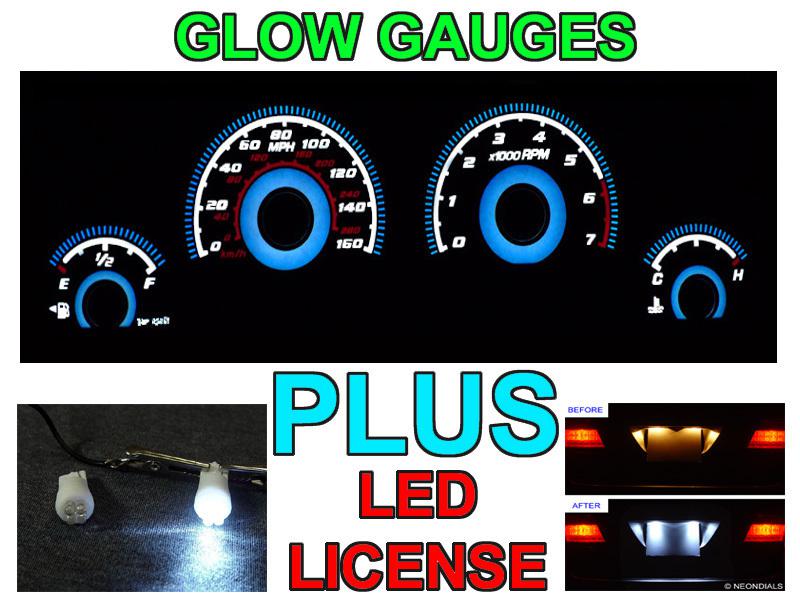 2006-2010 dodge charger & magnum 160mph blue glow gauge face + led license bulbs