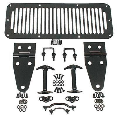 Rugged ridge 1120101 hood dress-up kit stainless steel black jeep kit