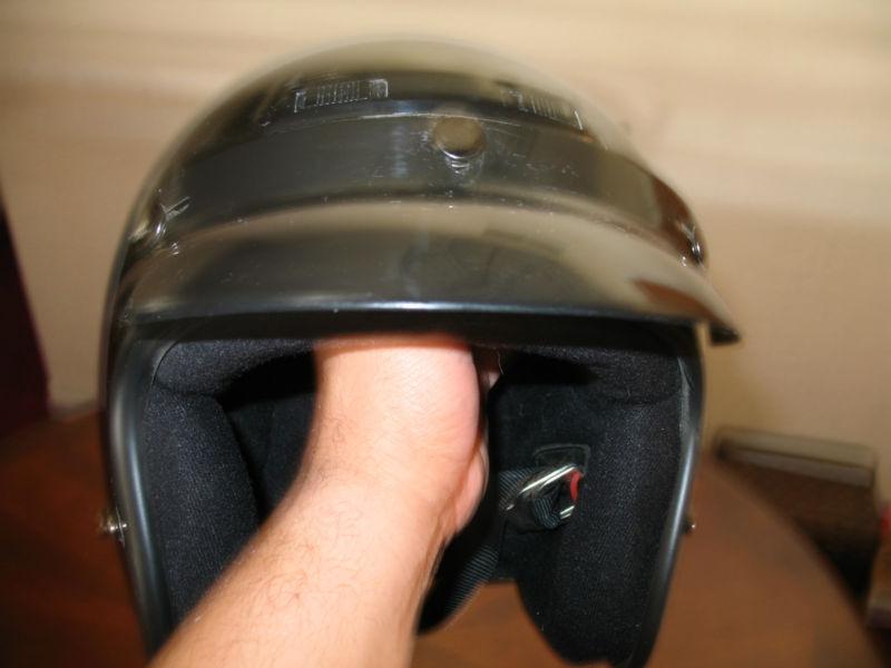Men's/women's, black, medium size "fuller" brand, dot approved helmet w strap
