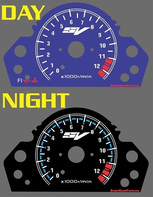 Suzuki sv650 sv 650 s 2003 2004 2005 blue face glow gauge mph kmh custom