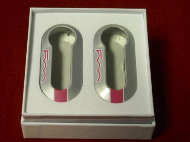 FIAT 2012 500 Ignition Key Covers Silver W/Pink 500 logo SET, US $79.95, image 2