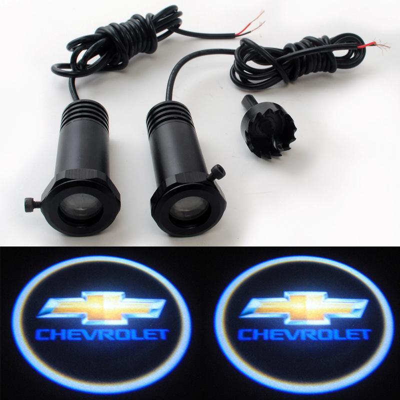 2x led car door laser projector shadow logo light cree bulb for chevrolet chevy