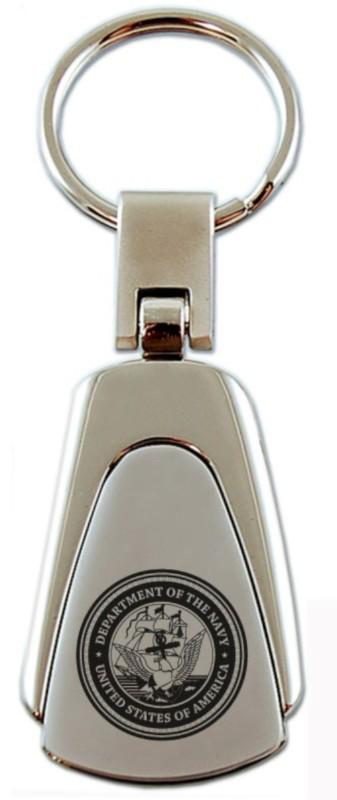Navy chrome teardrop keychain / key fob engraved in usa genuine