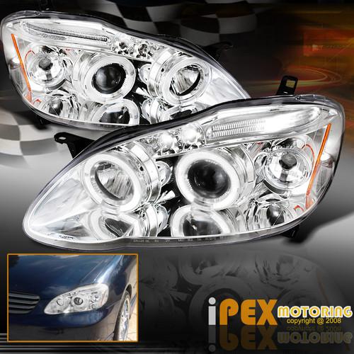 New style: 2003-2008 toyota corolla led halo projector headlights headlamp pair