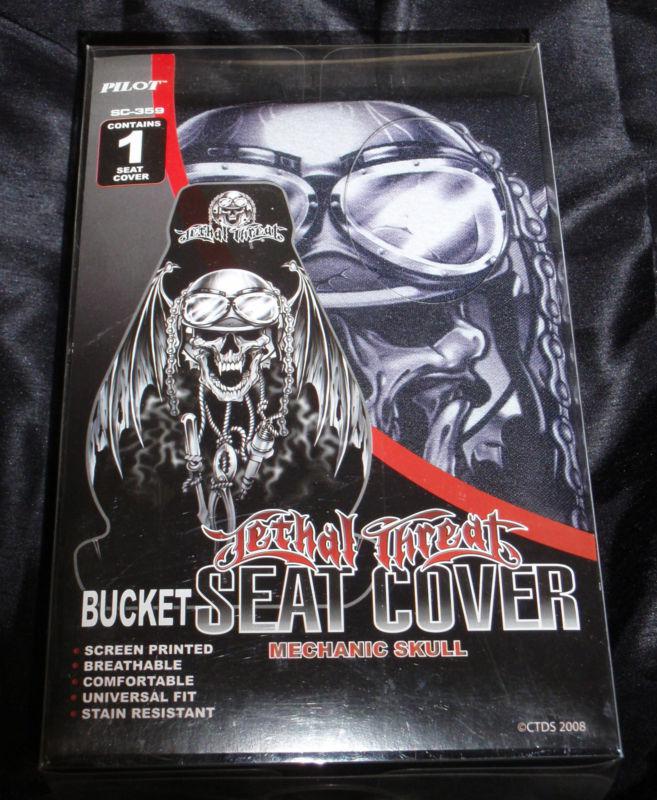 Pilot universal seat cover sc-359~lethal threat mechanic skull~stain resistant!!