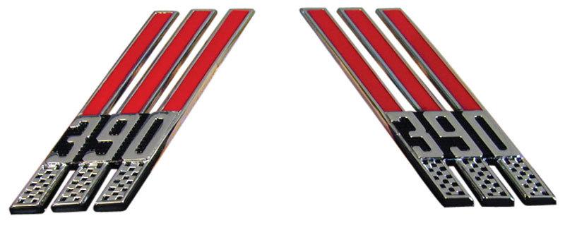 66-69 ford f100 galaxie 390 3-bar fender emblems pair