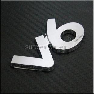 1 pcs car motor auto chrome badge emblem sticker "v6" letter 3d logo