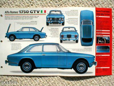 1968 / 1969 / 1970 / 1971 / 1972 alfa romeo 1750 gtv imp brochure