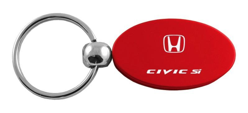 Honda civic si red oval metal keychain car ring tag key fob logo lanyard