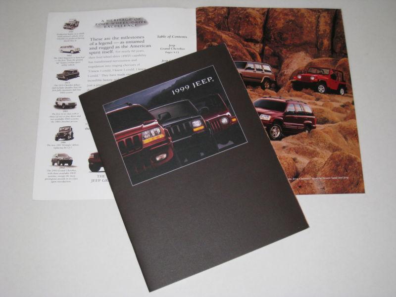 1999 jeep brochure grand cherokee, cherokee, wrangler 32 pg original book manual