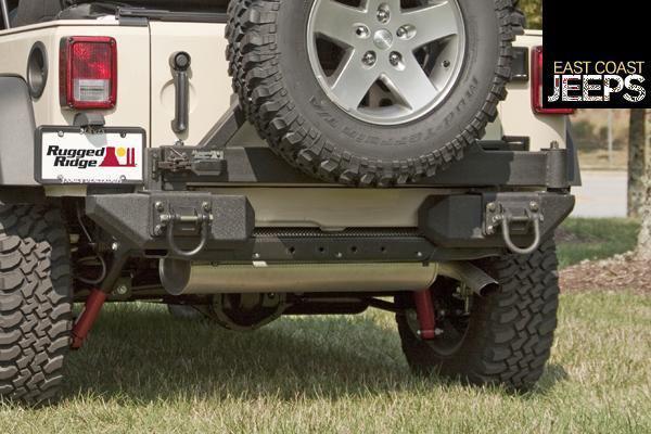 11547.01 rugged ridge aluminum rear bumper pods, textured black, 07-12 jeep jk