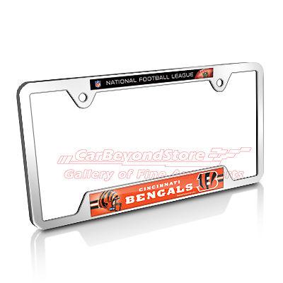 Nfl cincinnati bengals chrome metal license plate frame + free gift, licensed