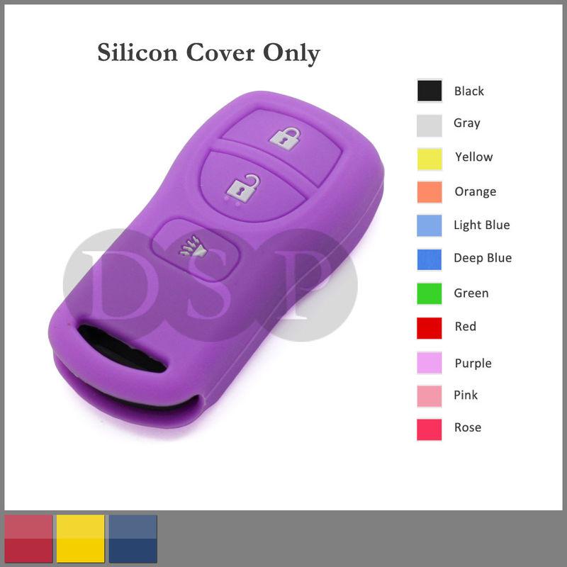 Silicone skin jacket cover holder for nissan remote key case shell 3 button pu