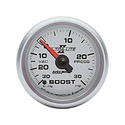 Autometer ultra-lite ii mechanical boost/vacuum gauge 2 1/16" dia silver face