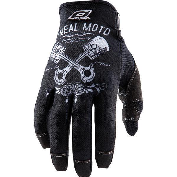 Black/white 10 o'neal racing jump pistons gloves