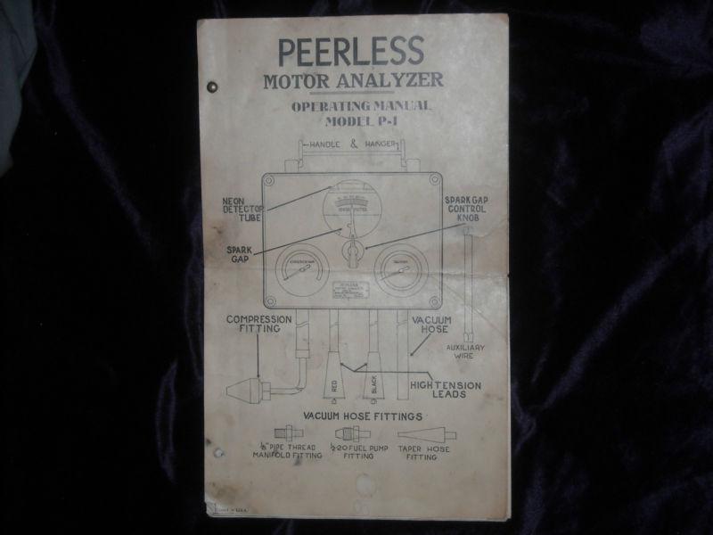 Vintage peerless motor analyzer operating manual p-1 1940 automotive handbook