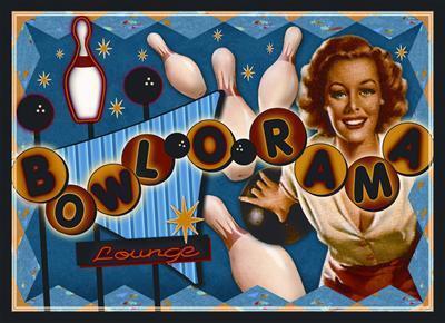 Ghh tin sign bowlorama rectangular 16.75" width 11.75" height each