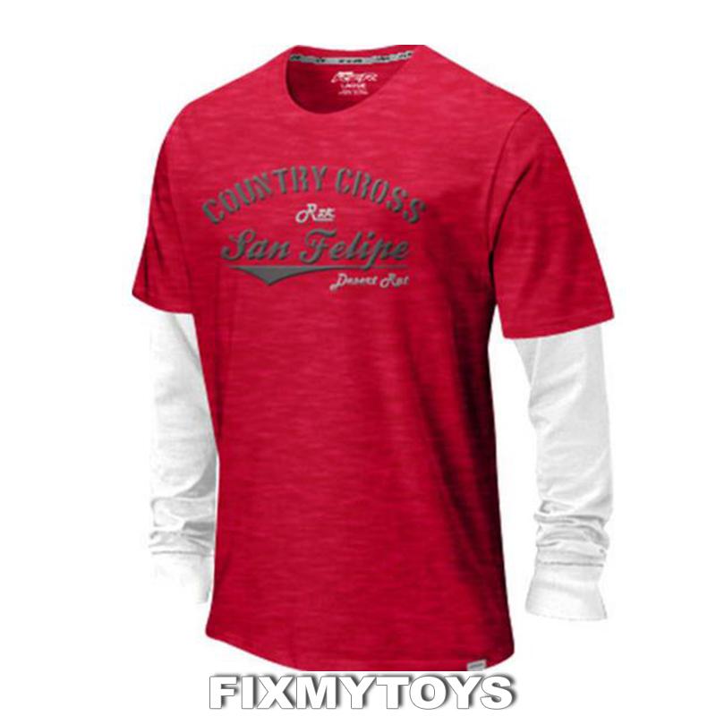 Oem polaris red & white cotton long sleeve rzr t-shirt sizes s-3xl