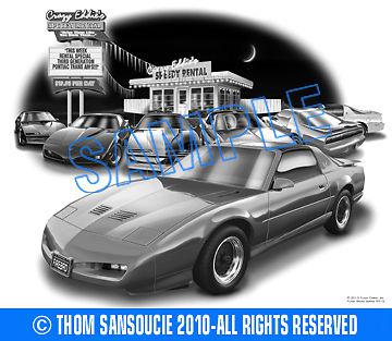 3rd gen pontiac trans am firebird muscle car art print   ** free usa shipping **