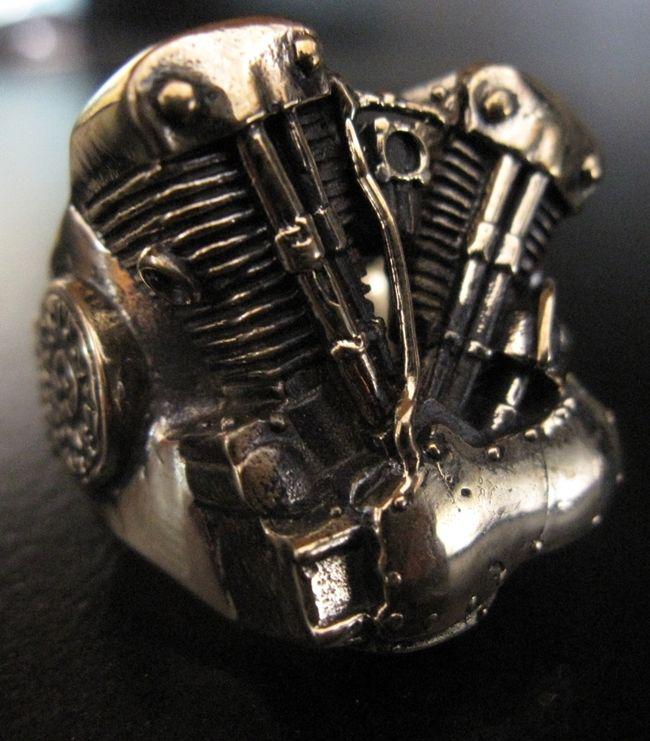 Size 9 knucklehead engine harley chopper bobber brass ring handmade biker cool !