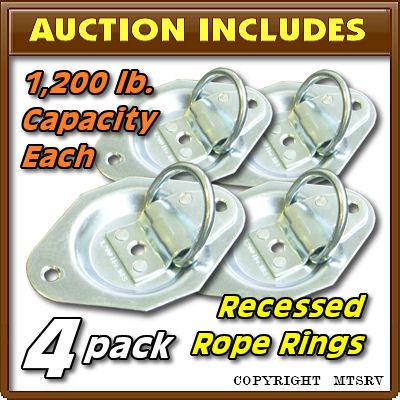 D-ring recessed mount tie down - each rated at 1200 lbs - set of 4