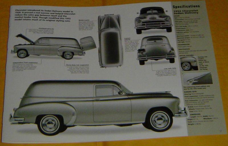 Find 1952 Chevrolet Sedan Delivery Wagon Mod 217 ci Inline 6 Info/Specs