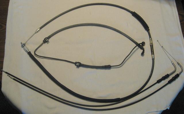Harley '07 softail take-off cables - clutch/ f. brake/ throttle-idle