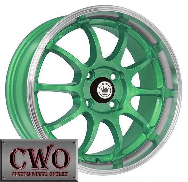15 green konig lightning wheels rims 4x100 4 lug civic mini  cobalt xb integra