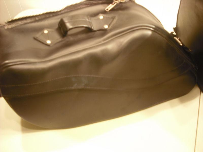 MOTORCYCLE BLACK LEATHER SADDLE BAGS , USED, US $99.99, image 4