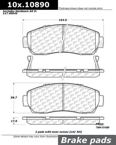 Centric 106.10890 brake pad or shoe, front
