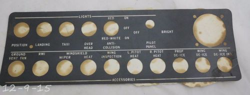 Piper light control placard 12807-000
