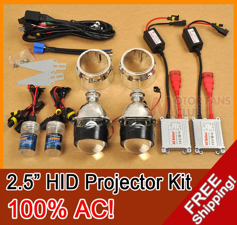 New 2.5" bi-xenon hid projector kit lens car headlights retrofit shroud ac 35w