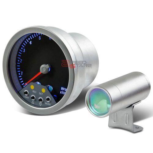 Find 4" SILVER 11K RPM BLUE ILLUMINATED TACH TACHOMETER GAUGE+LED SHIFT