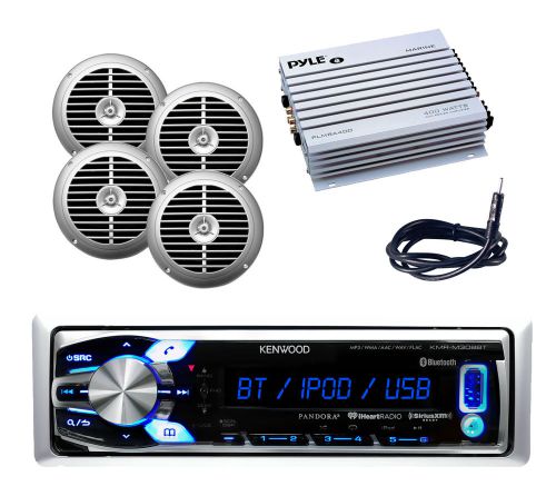 New kmrm312bt boat car bluetooth ipod receiver,4x6.5&#034; speakers,400w amp,antenna
