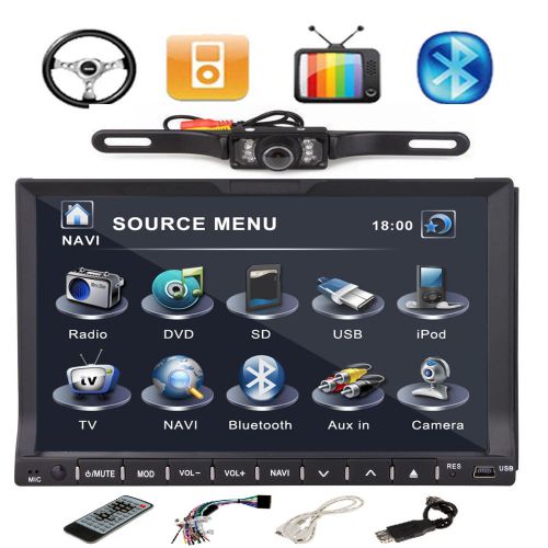 Double 2 din 7' 'car stereo dvd radio tv player bluetooth ipod+rear view camera