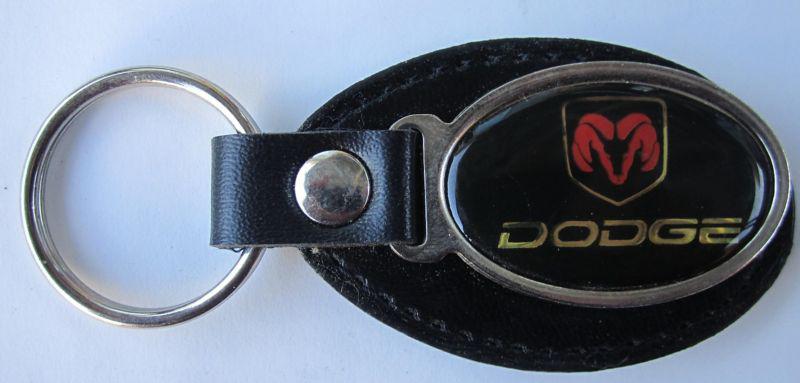 Vintage black dodge black leather usa keyring key fob key holder