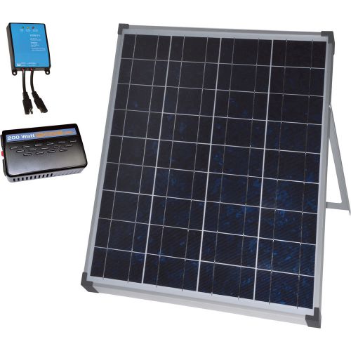 Npower crystalline solar panel kit w/stand charge controller &amp; inverter 80w 12v