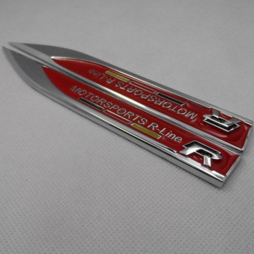 Car badge emblem sticker side metal r line for jetta golf tuguan 2pcs set red