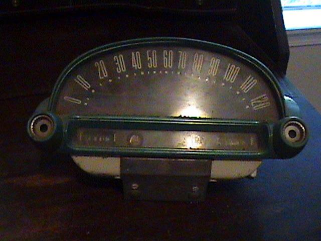 Vintage ford/mercury ?? speedometer & gauge panel w/ plastic cover - 565-cs