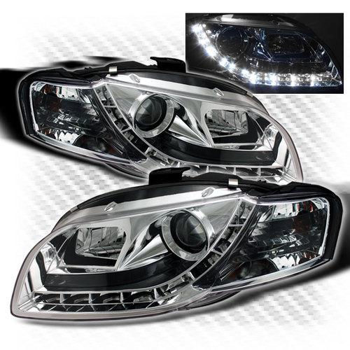 2006-2008 audi a4 s4 drl r8 led projector headlights head lights pair lamp set