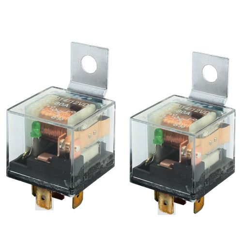 2pcs dc 12v 80a insulating housing 1no 1 nc spdt 5pin green indicator car relay