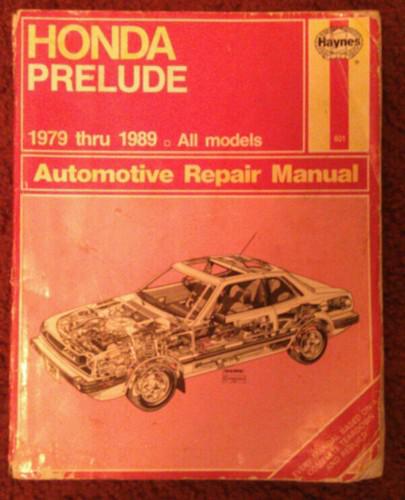 Haynes auto repair manual honda prelude 1979-1989