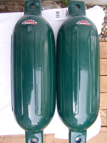Lot of 2 green boat fender bumper 6.5" x  23" vinyl docking ribbed new pair