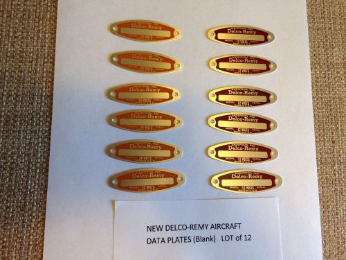 Delco-remy aircraft data plates (blank), lot of 12, new