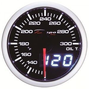Depo racing 52mm digital oil temp gauge white / amber wa5247led