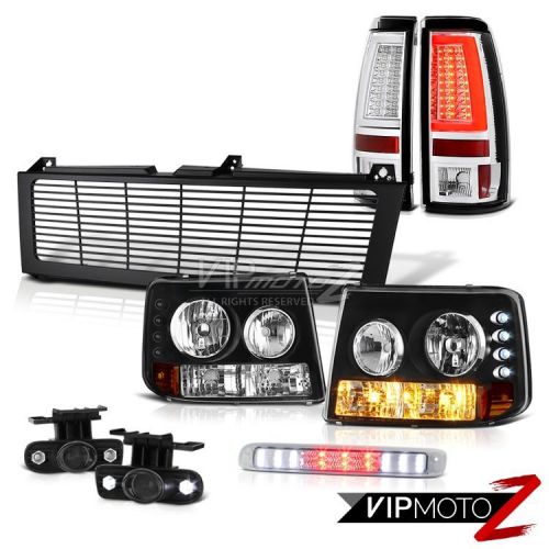99-02 silverado wt tail lamps billet style grille roof cab lamp fog tron style