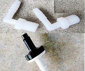Hho check valve &amp;  1/4  90 degree hose barbs