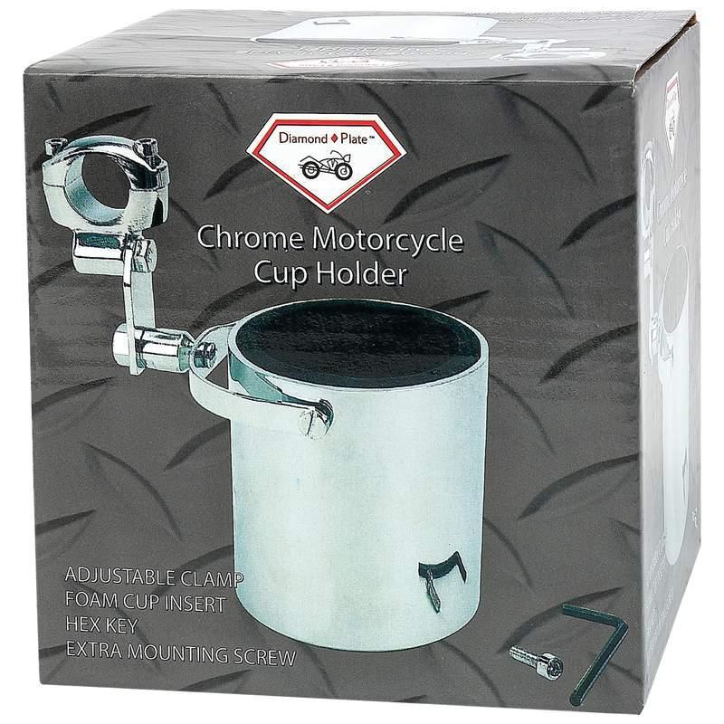 Diamond plate&trade; chrome motorcycle cup holder