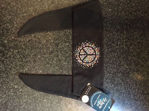 Wraps of hope sequined peace sign black head wrap