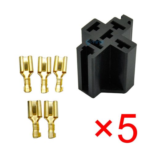 5x 5 pin car truck relay socket 12v 30amp 40amp 6.3mm with terminal case e-ting